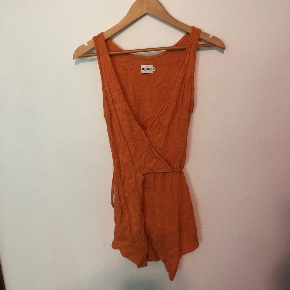 Burnt orange romper dress